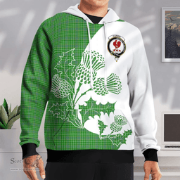 Scottish Currie Or Curry Clan Badge Tartan White Thistle Hoodie - Tartan Plaid Hoodies Scottish Plaid Tartan Plaid - ScotsTee - scotstee.com