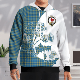 Scottish Laing Clan Badge Tartan White Thistle Hoodie - Tartan Plaid Hoodies Scottish Plaid Tartan Plaid - ScotsTee - scotstee.com