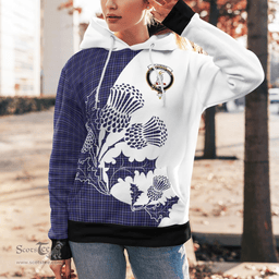 Scottish Fleming Clan Badge Tartan White Thistle Hoodie - Tartan Plaid Hoodies Scottish Plaid Tartan Plaid - ScotsTee - scotstee.com