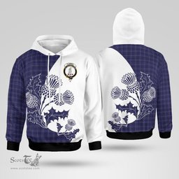 Scottish Fleming Clan Badge Tartan White Thistle Hoodie - Tartan Plaid Hoodies Scottish Plaid Tartan Plaid - ScotsTee - scotstee.com