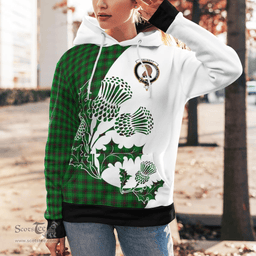 Scottish Halkett Clan Badge Tartan White Thistle Hoodie - Tartan Plaid Hoodies Scottish Plaid Tartan Plaid - ScotsTee - scotstee.com