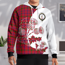 Scottish Macrae Clan Badge Tartan White Thistle Hoodie - Tartan Plaid Hoodies Scottish Plaid Tartan Plaid - ScotsTee - scotstee.com