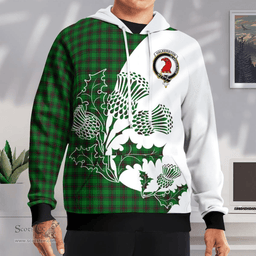 Scottish Halkerston Clan Badge Tartan White Thistle Hoodie - Tartan Plaid Hoodies Scottish Plaid Tartan Plaid - ScotsTee - scotstee.com