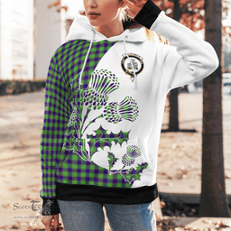 Scottish Dalrymple Clan Badge Tartan White Thistle Hoodie - Tartan Plaid Hoodies Scottish Plaid Tartan Plaid - ScotsTee - scotstee.com