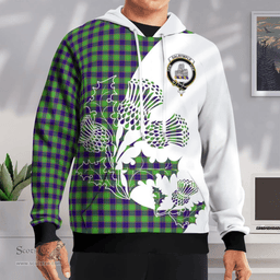 Scottish Dalrymple Clan Badge Tartan White Thistle Hoodie - Tartan Plaid Hoodies Scottish Plaid Tartan Plaid - ScotsTee - scotstee.com