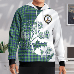Scottish Haliburton Clan Badge Tartan White Thistle Hoodie - Tartan Plaid Hoodies Scottish Plaid Tartan Plaid - ScotsTee - scotstee.com