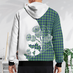 Scottish Haliburton Clan Badge Tartan White Thistle Hoodie - Tartan Plaid Hoodies Scottish Plaid Tartan Plaid - ScotsTee - scotstee.com