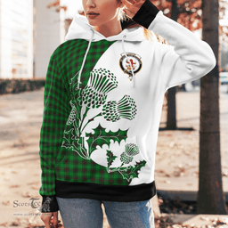 Scottish Lundin Clan Badge Tartan White Thistle Hoodie - Tartan Plaid Hoodies Scottish Plaid Tartan Plaid - ScotsTee - scotstee.com
