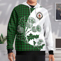 Scottish Lundin Clan Badge Tartan White Thistle Hoodie - Tartan Plaid Hoodies Scottish Plaid Tartan Plaid - ScotsTee - scotstee.com