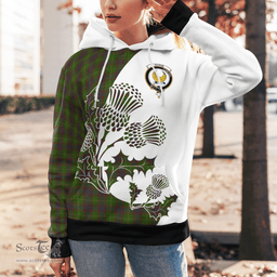 Scottish Durie Clan Badge Tartan White Thistle Hoodie - Tartan Plaid Hoodies Scottish Plaid Tartan Plaid - ScotsTee - scotstee.com