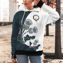 Scottish Hunter Clan Badge Tartan White Thistle Hoodie - Tartan Plaid Hoodies Scottish Plaid Tartan Plaid - ScotsTee - scotstee.com