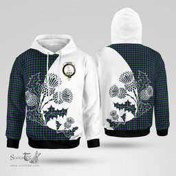 Scottish Hunter Clan Badge Tartan White Thistle Hoodie - Tartan Plaid Hoodies Scottish Plaid Tartan Plaid - ScotsTee - scotstee.com