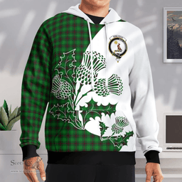 Scottish Kinloch Clan Badge Tartan White Thistle Hoodie - Tartan Plaid Hoodies Scottish Plaid Tartan Plaid - ScotsTee - scotstee.com
