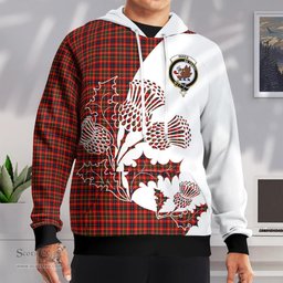 Scottish Innes Clan Badge Tartan White Thistle Hoodie - Tartan Plaid Hoodies Scottish Plaid Tartan Plaid - ScotsTee - scotstee.com