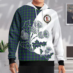 Scottish Boyle Clan Badge Tartan White Thistle Hoodie - Tartan Plaid Hoodies Scottish Plaid Tartan Plaid - ScotsTee - scotstee.com
