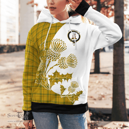 Scottish Houston Clan Badge Tartan White Thistle Hoodie - Tartan Plaid Hoodies Scottish Plaid Tartan Plaid - ScotsTee - scotstee.com
