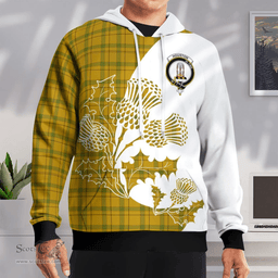 Scottish Houston Clan Badge Tartan White Thistle Hoodie - Tartan Plaid Hoodies Scottish Plaid Tartan Plaid - ScotsTee - scotstee.com