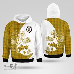 Scottish Houston Clan Badge Tartan White Thistle Hoodie - Tartan Plaid Hoodies Scottish Plaid Tartan Plaid - ScotsTee - scotstee.com
