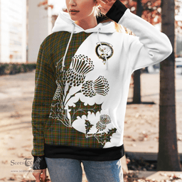 Scottish Brisbane Clan Badge Tartan White Thistle Hoodie - Tartan Plaid Hoodies Scottish Plaid Tartan Plaid - ScotsTee - scotstee.com