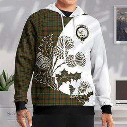 Scottish Brisbane Clan Badge Tartan White Thistle Hoodie - Tartan Plaid Hoodies Scottish Plaid Tartan Plaid - ScotsTee - scotstee.com