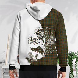 Scottish Brisbane Clan Badge Tartan White Thistle Hoodie - Tartan Plaid Hoodies Scottish Plaid Tartan Plaid - ScotsTee - scotstee.com