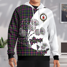 Scottish Logan Clan Badge Tartan White Thistle Hoodie - Tartan Plaid Hoodies Scottish Plaid Tartan Plaid - ScotsTee - scotstee.com