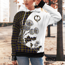Scottish Maclellan Clan Badge Tartan White Thistle Hoodie - Tartan Plaid Hoodies Scottish Plaid Tartan Plaid - ScotsTee - scotstee.com