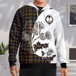 Scottish Maclellan Clan Badge Tartan White Thistle Hoodie - Tartan Plaid Hoodies Scottish Plaid Tartan Plaid - ScotsTee - scotstee.com
