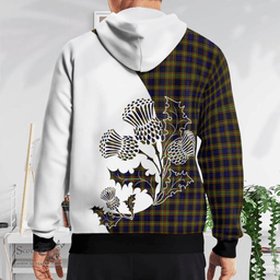 Scottish Maclellan Clan Badge Tartan White Thistle Hoodie - Tartan Plaid Hoodies Scottish Plaid Tartan Plaid - ScotsTee - scotstee.com
