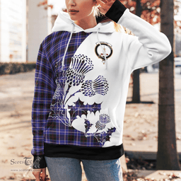 Scottish Dunlop Clan Badge Tartan White Thistle Hoodie - Tartan Plaid Hoodies Scottish Plaid Tartan Plaid - ScotsTee - scotstee.com