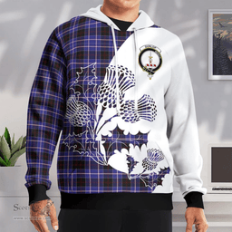 Scottish Dunlop Clan Badge Tartan White Thistle Hoodie - Tartan Plaid Hoodies Scottish Plaid Tartan Plaid - ScotsTee - scotstee.com