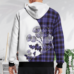 Scottish Dunlop Clan Badge Tartan White Thistle Hoodie - Tartan Plaid Hoodies Scottish Plaid Tartan Plaid - ScotsTee - scotstee.com
