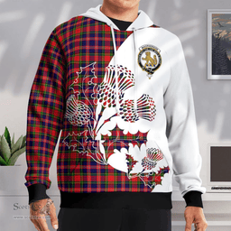 Scottish Macpherson Chief Clan Badge Tartan White Thistle Hoodie - Tartan Plaid Hoodies Scottish Plaid Tartan Plaid - ScotsTee - scotstee.com