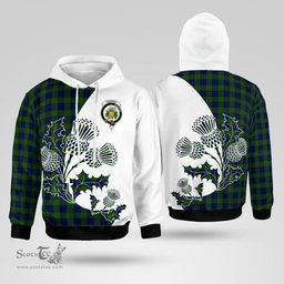 Scottish Dundas Clan Badge Tartan White Thistle Hoodie - Tartan Plaid Hoodies Scottish Plaid Tartan Plaid - ScotsTee - scotstee.com