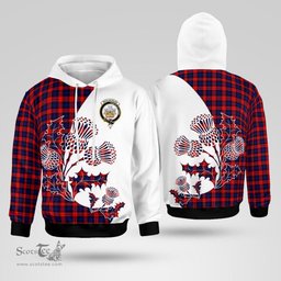 Scottish Maclachlan Clan Badge Tartan White Thistle Hoodie - Tartan Plaid Hoodies Scottish Plaid Tartan Plaid - ScotsTee - scotstee.com
