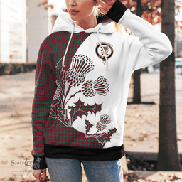 Scottish Fotheringham Clan Badge Tartan White Thistle Hoodie - Tartan Plaid Hoodies Scottish Plaid Tartan Plaid - ScotsTee - scotstee.com