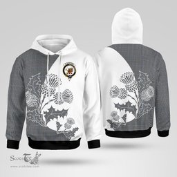 Scottish Gladstone Clan Badge Tartan White Thistle Hoodie - Tartan Plaid Hoodies Scottish Plaid Tartan Plaid - ScotsTee - scotstee.com