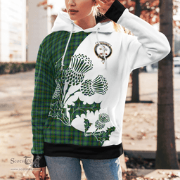 Scottish Cranstoun Clan Badge Tartan White Thistle Hoodie - Tartan Plaid Hoodies Scottish Plaid Tartan Plaid - ScotsTee - scotstee.com