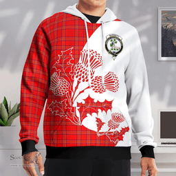 Scottish Burnett Clan Badge Tartan White Thistle Hoodie - Tartan Plaid Hoodies Scottish Plaid Tartan Plaid - ScotsTee - scotstee.com