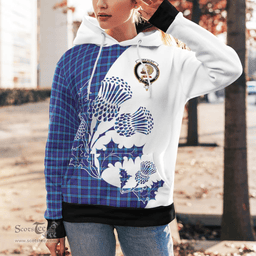 Scottish Kirkaldy Clan Badge Tartan White Thistle Hoodie - Tartan Plaid Hoodies Scottish Plaid Tartan Plaid - ScotsTee - scotstee.com