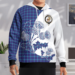 Scottish Kirkaldy Clan Badge Tartan White Thistle Hoodie - Tartan Plaid Hoodies Scottish Plaid Tartan Plaid - ScotsTee - scotstee.com