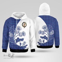 Scottish Kirkaldy Clan Badge Tartan White Thistle Hoodie - Tartan Plaid Hoodies Scottish Plaid Tartan Plaid - ScotsTee - scotstee.com