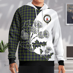 Scottish Colquhoun Clan Badge Tartan White Thistle Hoodie - Tartan Plaid Hoodies Scottish Plaid Tartan Plaid - ScotsTee - scotstee.com