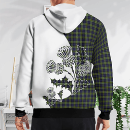 Scottish Colquhoun Clan Badge Tartan White Thistle Hoodie - Tartan Plaid Hoodies Scottish Plaid Tartan Plaid - ScotsTee - scotstee.com