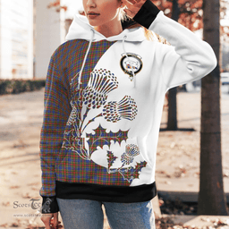 Scottish Bethune Clan Badge Tartan White Thistle Hoodie - Tartan Plaid Hoodies Scottish Plaid Tartan Plaid - ScotsTee - scotstee.com