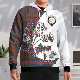 Scottish Bethune Clan Badge Tartan White Thistle Hoodie - Tartan Plaid Hoodies Scottish Plaid Tartan Plaid - ScotsTee - scotstee.com