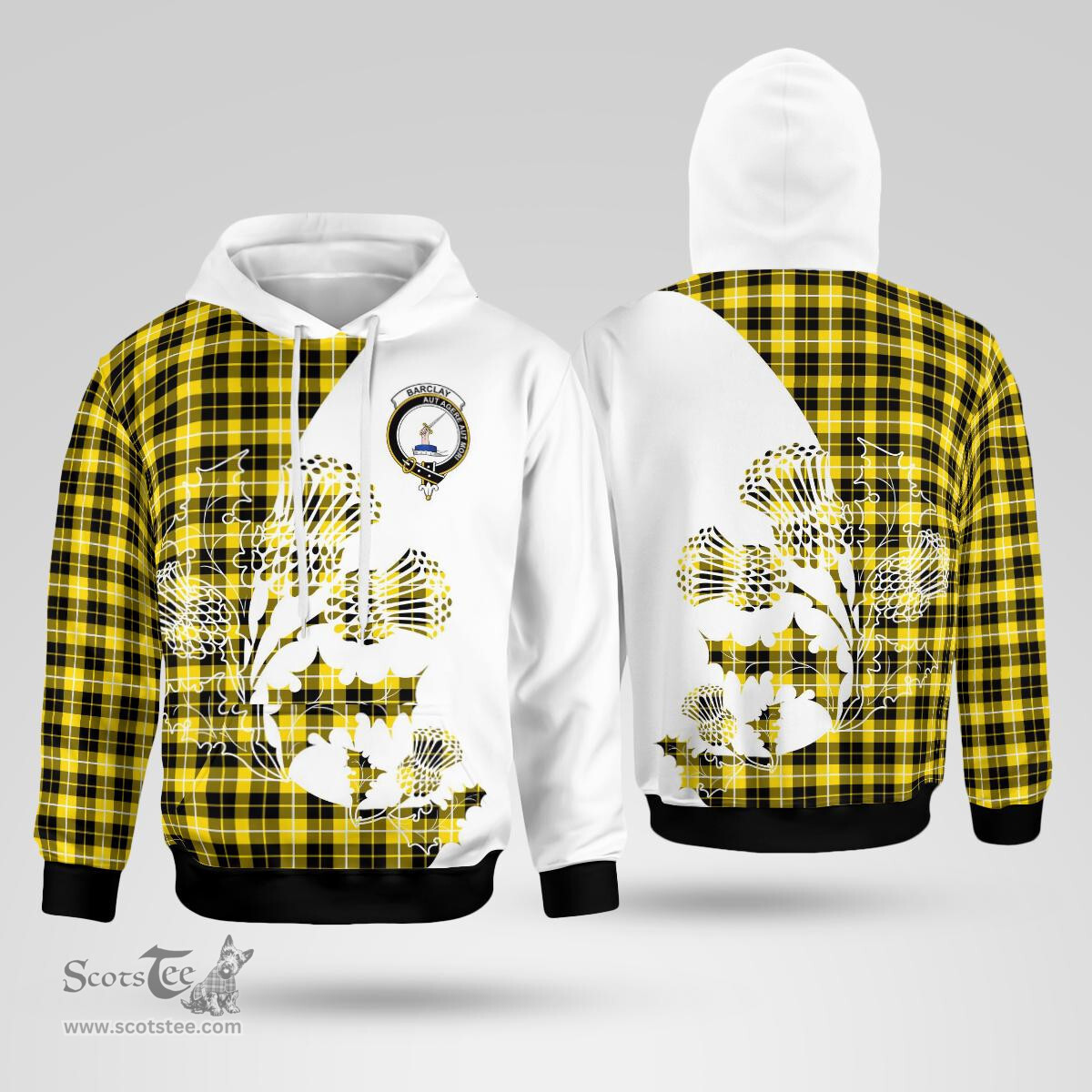 Scottish Barclay Clan Badge Tartan White Thistle Hoodie - Tartan Plaid Hoodies Scottish Plaid Tartan Plaid - ScotsTee - scotstee.com
