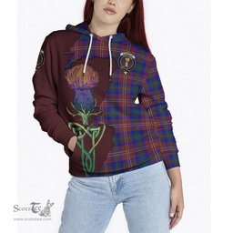 Scottish Chisholm Hunting Modern Clan Tartan Crest with Thistle and Scotland Map Tartan Plaid Hoodie Scottish Plaid Tartan Plaid - ScotsTee - scotstee.com