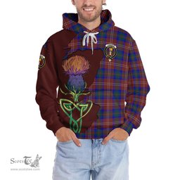 Scottish Chisholm Hunting Modern Clan Tartan Crest with Thistle and Scotland Map Tartan Plaid Hoodie Scottish Plaid Tartan Plaid - ScotsTee - scotstee.com