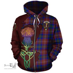 Scottish Chisholm Hunting Modern Clan Tartan Crest with Thistle and Scotland Map Tartan Plaid Hoodie Scottish Plaid Tartan Plaid - ScotsTee - scotstee.com